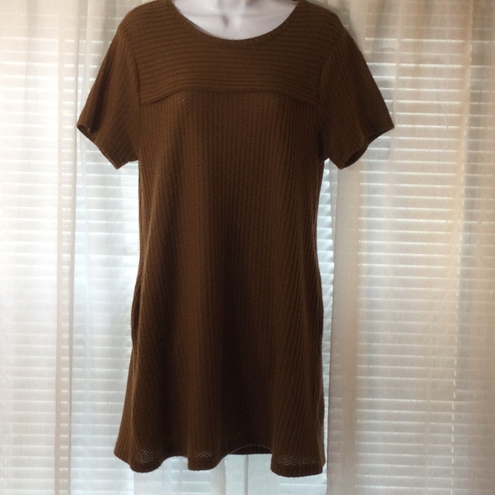 Remixmess Waffle Knit Mini Dress Short Sleeve Size S